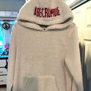 Abercrombie & Fitch Fleece Sherpa Lined Hoodie Size Large GUC COMFY!